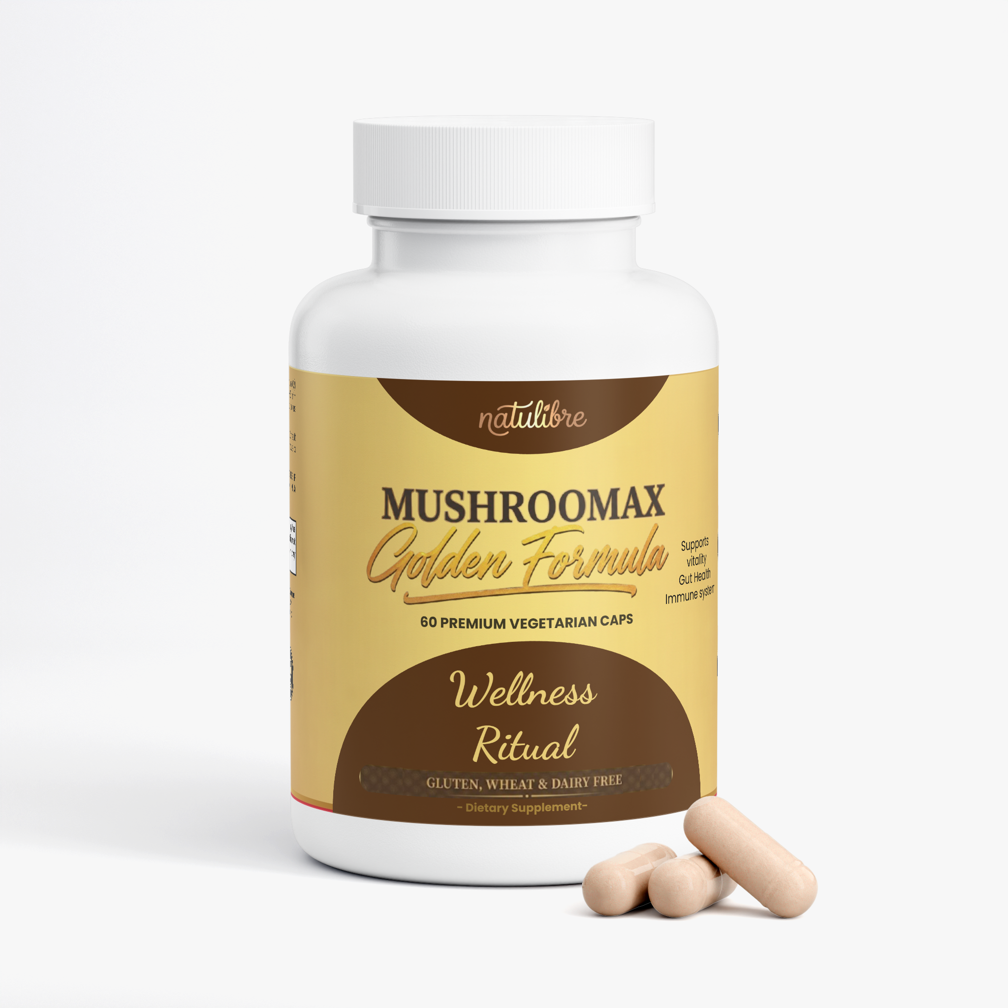 Natulibre Mushroomax Golden Formula 10X supplement facts label