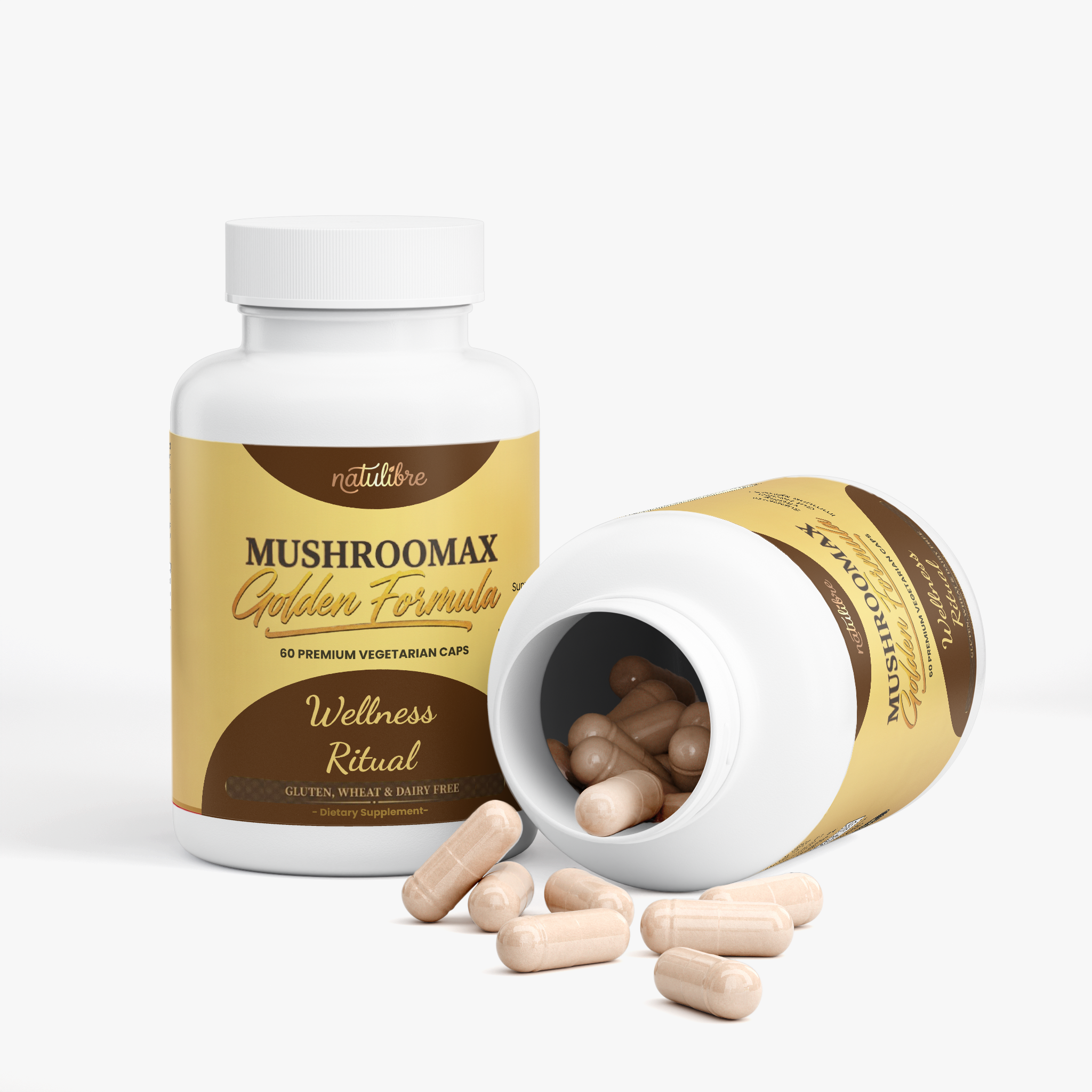Natulibre Mushroomax Golden Formula 10X side angle bottle